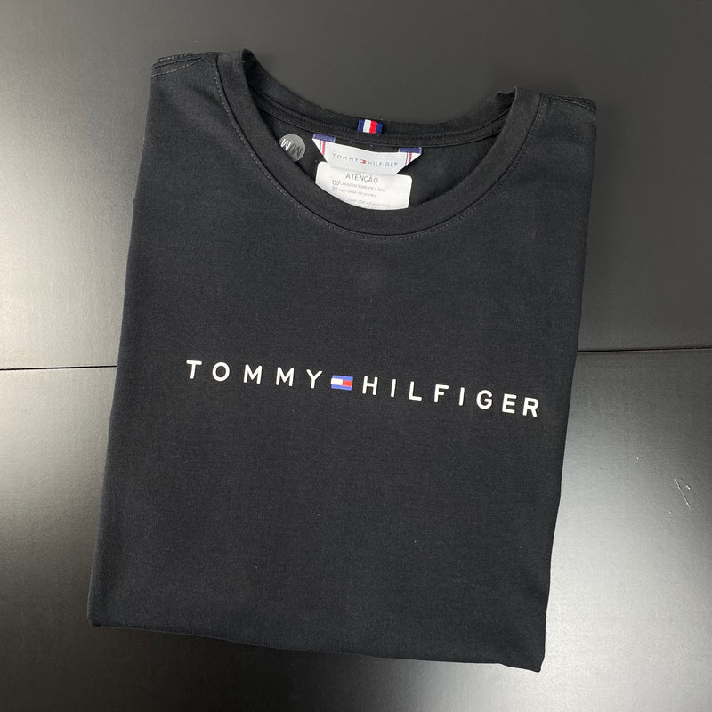 Camiseta Tommy Hilfiger Preta Masculina Malha Importada