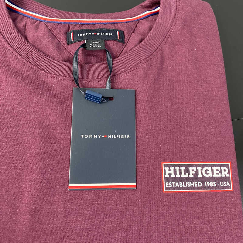 Camiseta Básica Tommy Hilfiger Vinho Masculina Malha Importada