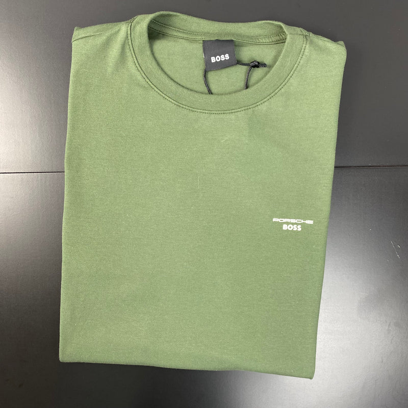Camiseta Básica Porsche X Boss Verde Masculina Malha Importada