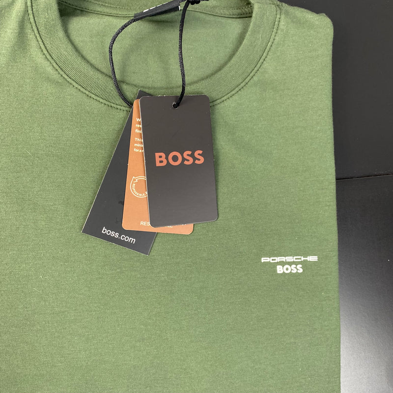 Camiseta Básica Porsche X Boss Verde Masculina Malha Importada