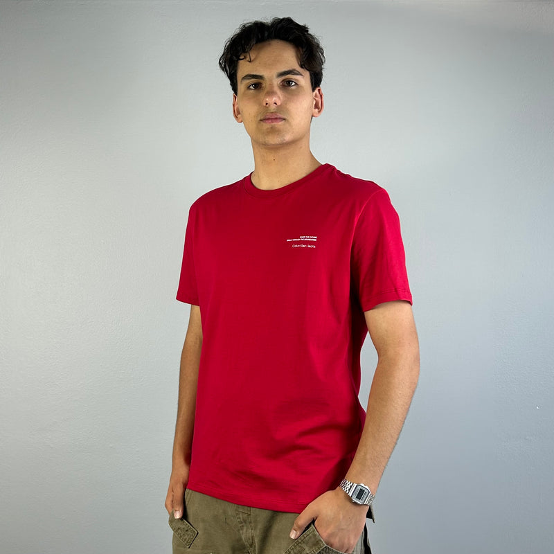 Camiseta Básica Calvin Klein Vermelha Masculina Malha Importada