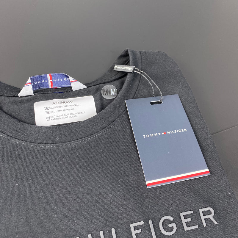 Camiseta Tommy Hilfiger Preta Masculina Malha Importada