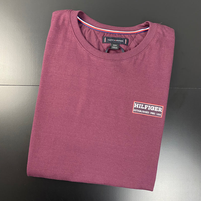 Camiseta Básica Tommy Hilfiger Vinho Masculina Malha Importada