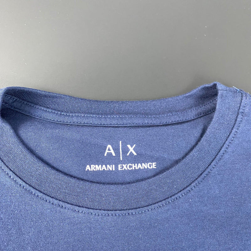 Camiseta Básica Armani Exchange Azul Masculina Malha Importada