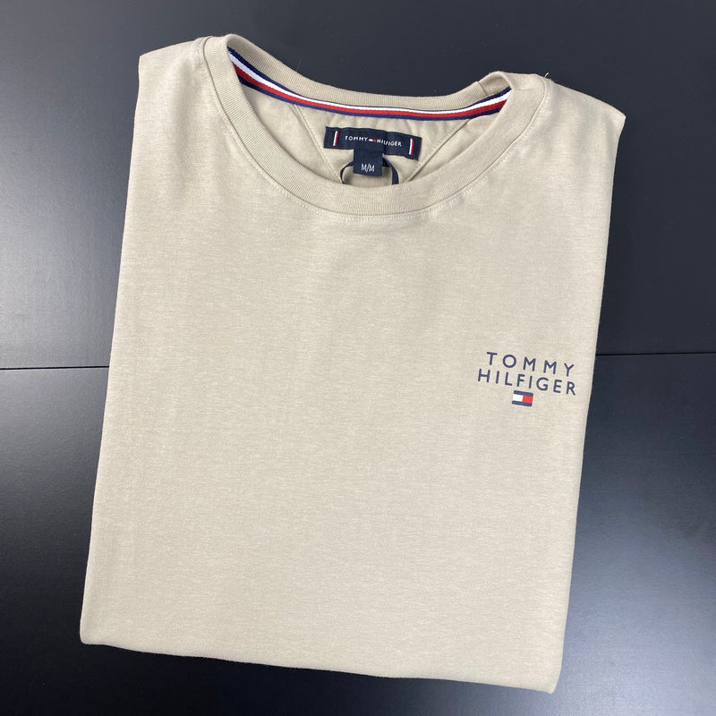 Camiseta Tommy Hilfiger Bege Masculina Malha Importada