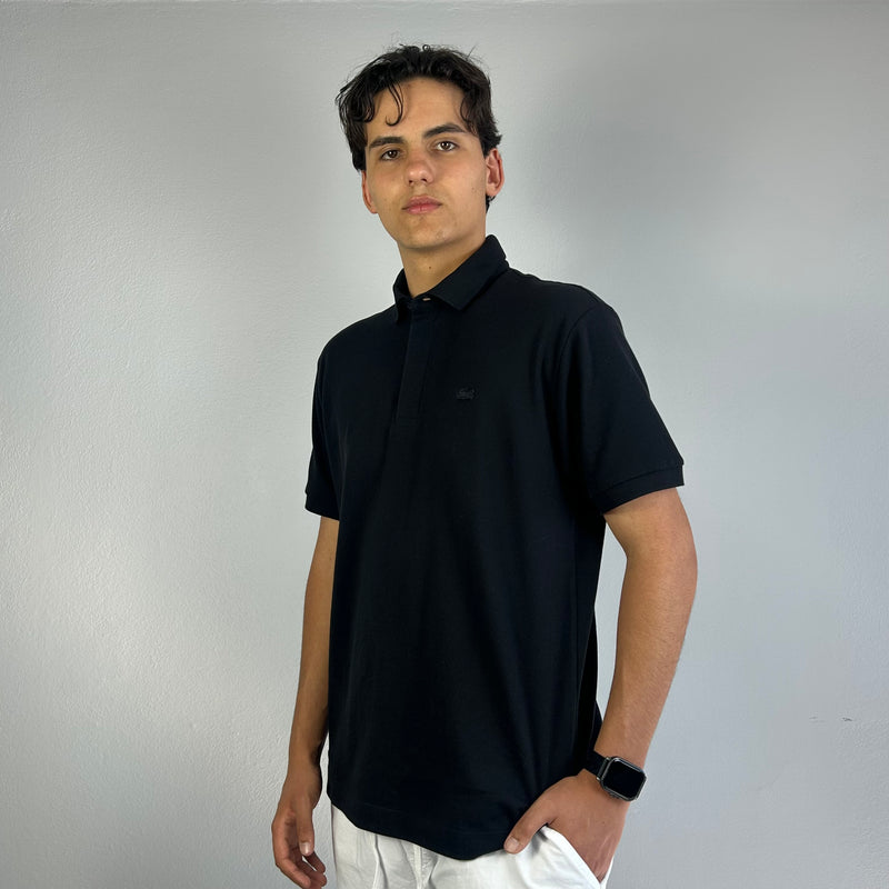 Camisa Polo Lacoste Paris Preta Masculina Malha Importada