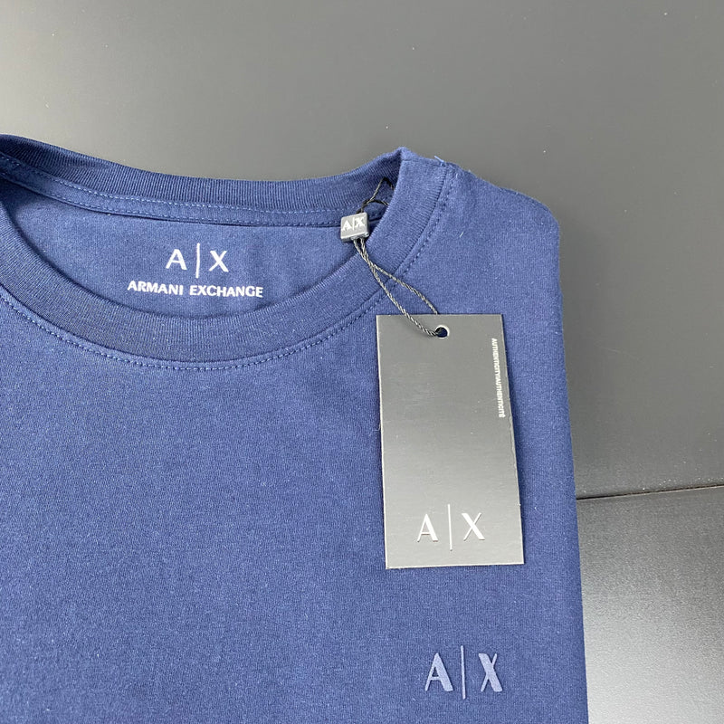 Camiseta Básica Armani Exchange Azul Masculina Malha Importada