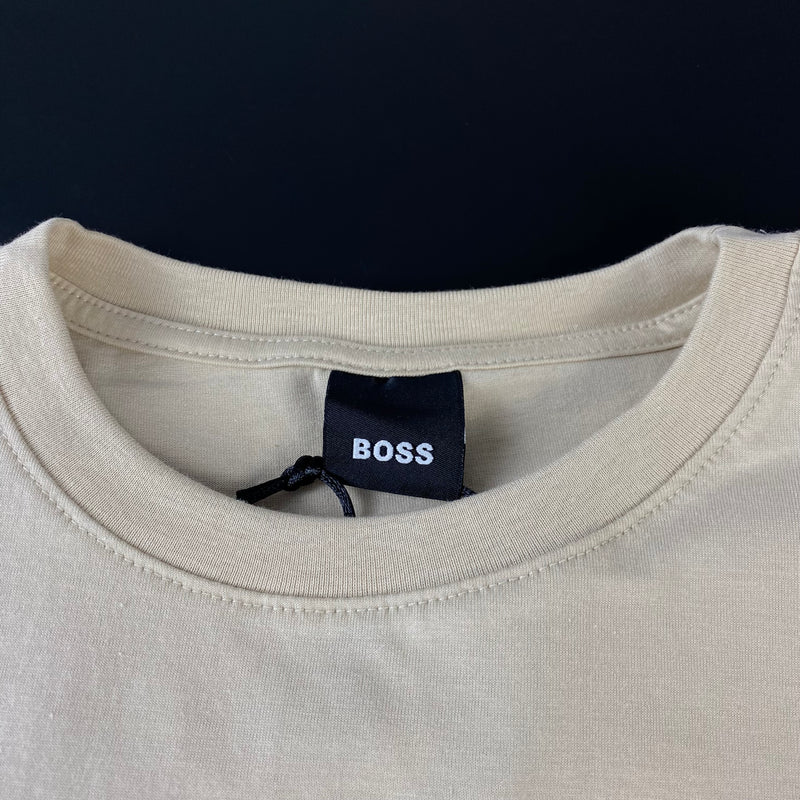 Camiseta Básica Porsche X Boss Bege Masculina Malha Importada