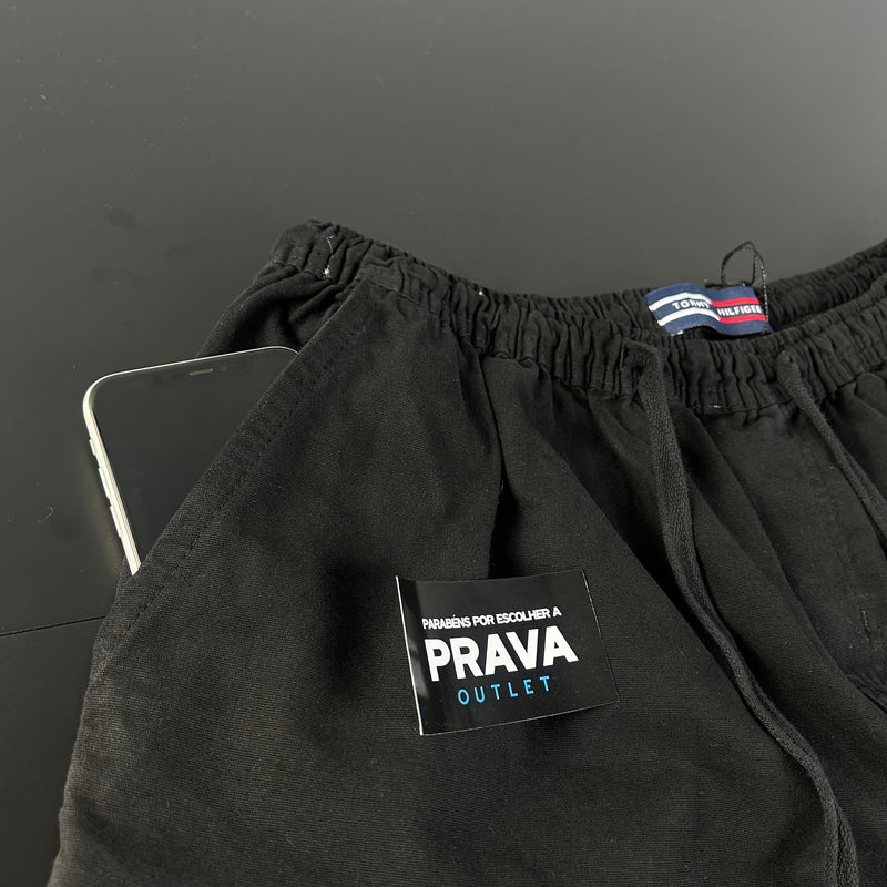 Shorts de Sarja Tommy Hilfiger Preto Masculino