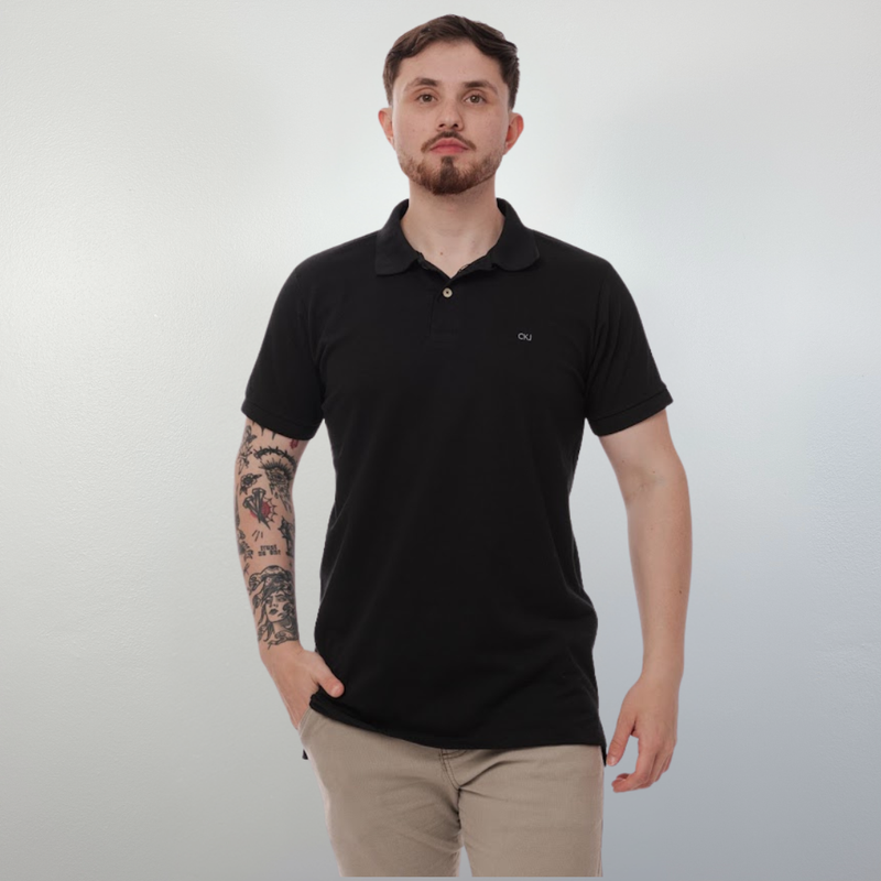 Camisa Polo Calvin Klein Preta Masculina Malha Importada