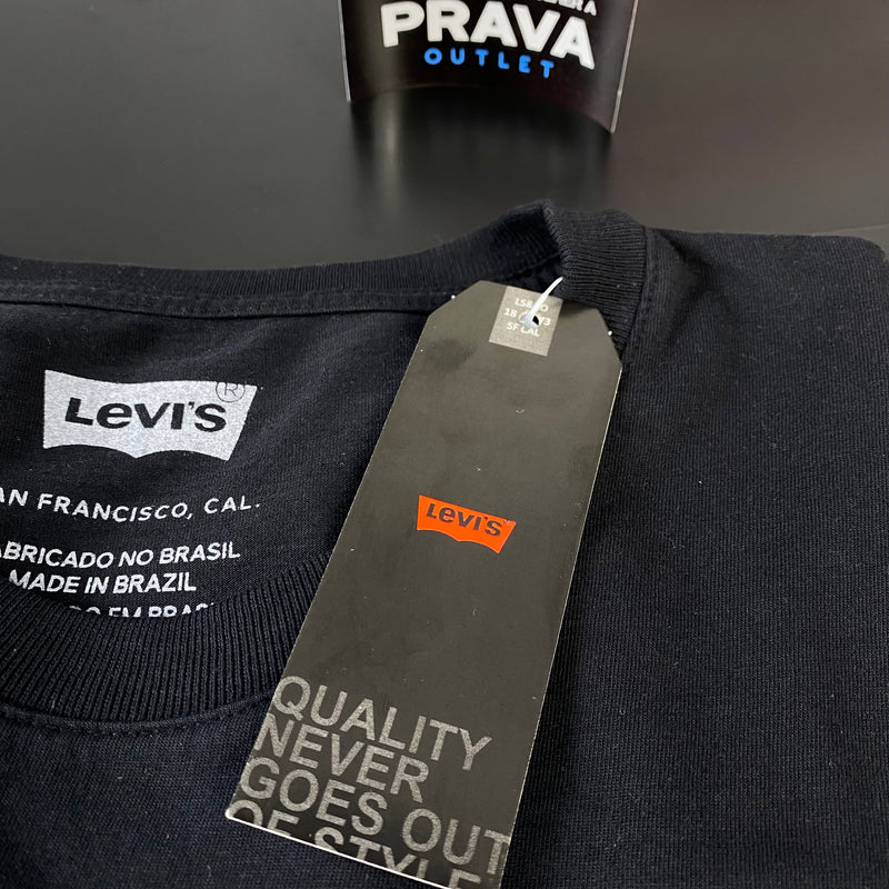 Camiseta Levis Preta Masculina Malha Importada