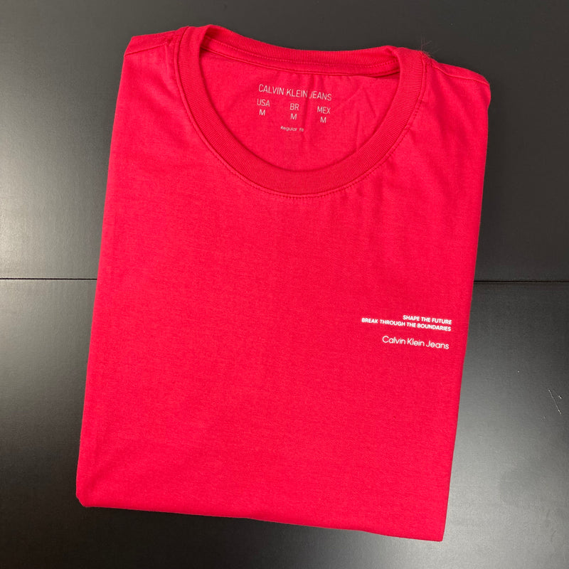Camiseta Básica Calvin Klein Vermelha Masculina Malha Importada
