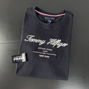 Camiseta Tommy Hilfiger preta masculina malha importada Black Friday 2025
