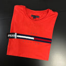 Camiseta Tommy Hilfiger vermelha masculina malha importada Black Friday 2025