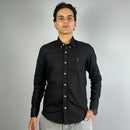 Camisa Social Oxford Ralph Lauren Preta Masculina Malha Importada